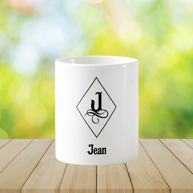 Mug Monogramme Initial Géométrique Élégant J (Créateur téléchargé)