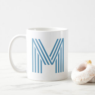 Mug Monogramme initial grand impression été bleu et bl