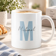 Monogramme Initial Nom Personnalisé Bleu Cool