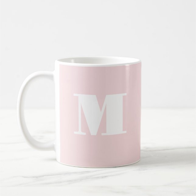 Mug Monogramme Initial Simple Rose Pâle (Gauche)
