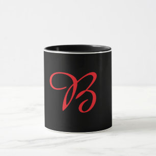 Mug Monogramme Initiale Cursive B Noir