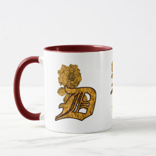 Mug Monogramme Initiale D Élégant Pivoine Dorée Person