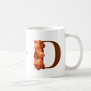 Mug Monogramme Initiale D Rose Orange Personnalisé