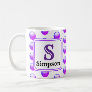 Mug Monogramme Initiale et Nom à Points Polka Violet