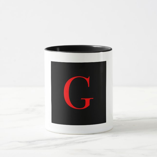 Mug Monogramme Initiale G Combinaison Noir Blanc  (Centre)