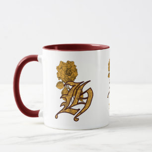 Mug Monogramme Initiale H Élégant Péonie Personnalisé 