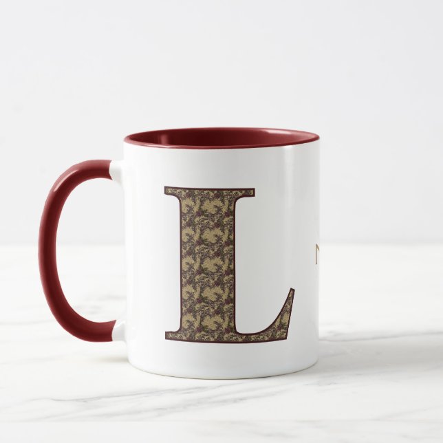 Mug Monogramme Initiale L Floral Vintage Personnalisé (Gauche)