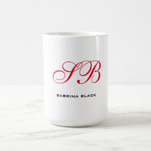 Mug Monogramme Initiales Nom Plain Moderne Minimaliste