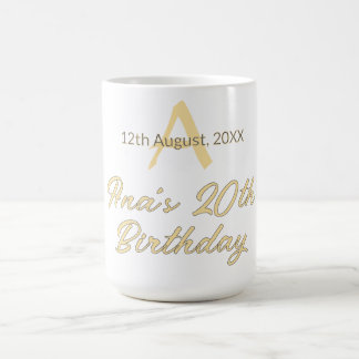 Mug monogramme joyeux 20e anniversaire gris orange pas