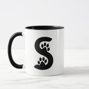 Mug Monogramme lettre S empreintes de patte d'ours