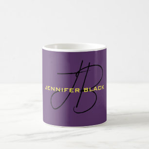 Mug Monogramme Lettres initiales Indigo minimaliste mo