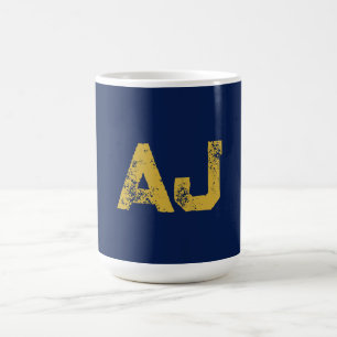 Mug Monogramme Lettres Initiales Or & Bleu Simple