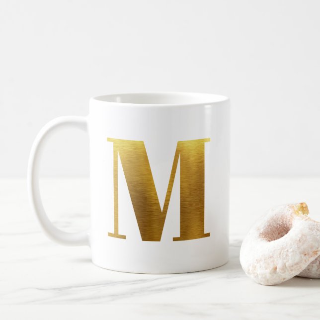 Mug Monogramme M Gold Faux Fhuile (Avec donut)