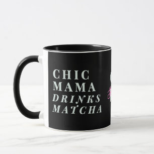 Mug Monogramme Maman Drôle Thème Thé Matcha Minimalist