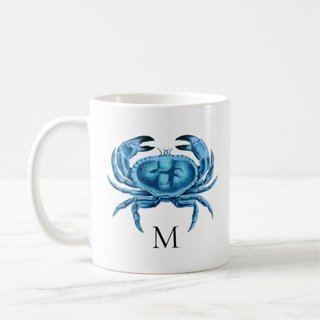 Mug Monogramme maritime du cri bleu (Gauche)