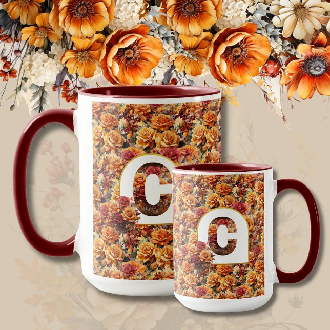 Mug Monogramme Mère Grand-mère Anniversaire Automne Fl (Créateur téléchargé)