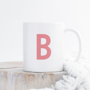 Mug Monogramme moderne Grande lettre Rose rose