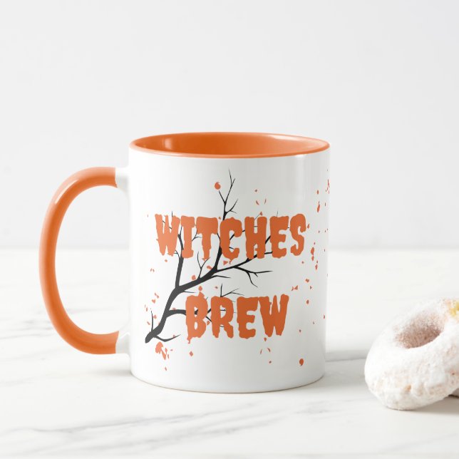 Mug Monogramme moderne Halloween sorcières brasser (Avec donut)