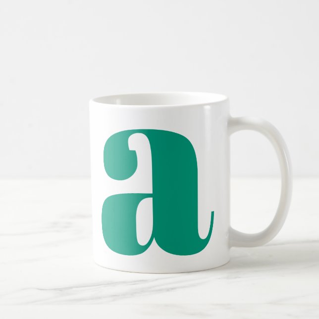 Mug Monogramme Moderne Initiale en Vert Emeraude (Droite)