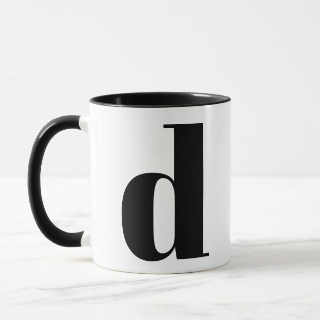 Mug Monogramme moderne Lettre initiale D Noir et blanc (Gauche)