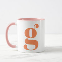 Monogramme Moderne Lettre Initiale Orange Rose