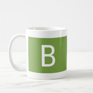 Mug Monogramme moderne minimaliste Simple Vert Blanc