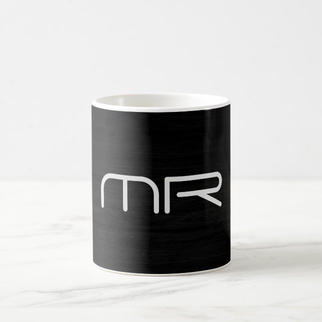 Mug Monogramme moderne Noir Blanc Nom Initiales (Centre)