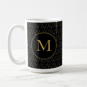 Mug Monogramme moderne noir d'or