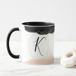 Mug Monogramme moderne noir et or