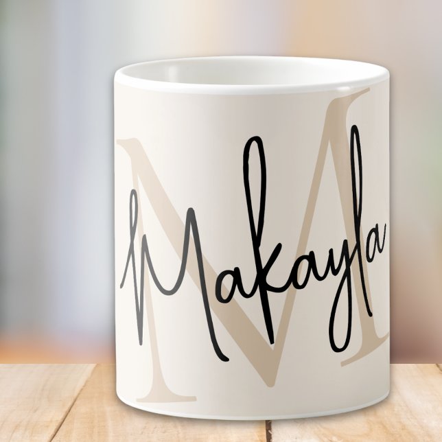 Mug Monogramme Moderne Nom (Créateur téléchargé)