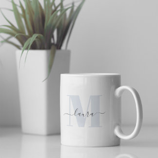 Mug Monogramme moderne Nom Simple Personnalisé