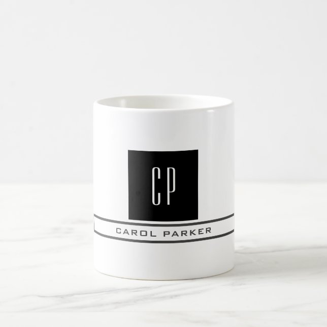Mug Monogramme moderne Professional Plain Nom simple (Centre)