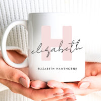 Monogramme moderne Script Girl Blush rose initial