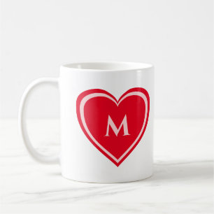 Mug Monogramme moderne simple de coeur rose rouge