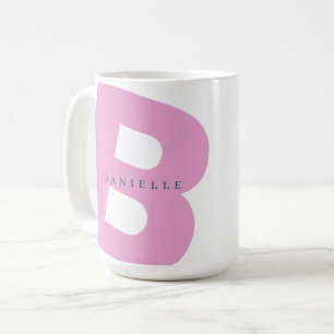 Mug Monogramme moderne surdimensionné Initiale et prén