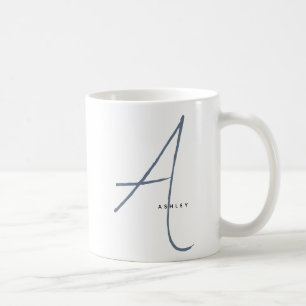 Mug Monogramme moderne surdimensionné Initiale & Nom