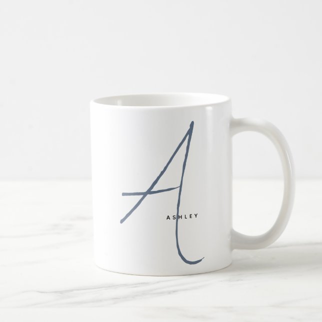 Mug Monogramme moderne surdimensionné Initiale & Nom (Droite)