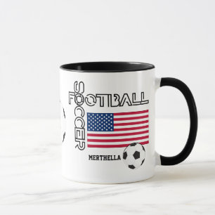 Mug Monogramme mondial de soccer Patriotic USA FLAG