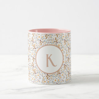 Mug Monogramme Motif à fleurs de printemps coloré