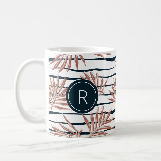 Mug Monogramme Motif de la bande de palme Boho (Gauche)