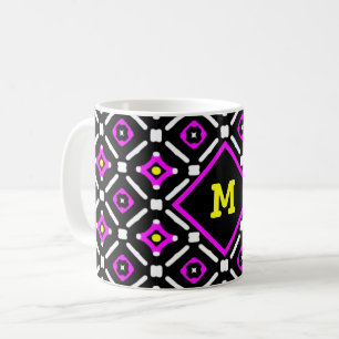 Mug Monogramme Motif des yeux de Dieu rose et noir