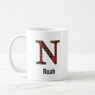 Mug Monogramme N Plaid Rouge Stewart
