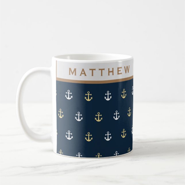 Mug Monogramme Nautique Preppy (Gauche)