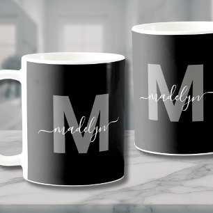 Mug Monogramme Noir Blanc Luxueux