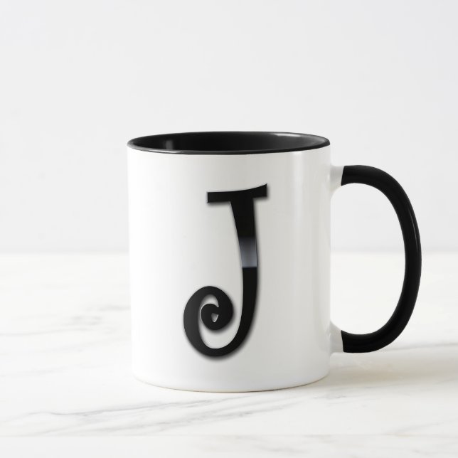 Mug Monogramme noir de lustre - J (Droite)