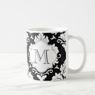 Mug Monogramme noir et blanc Damas