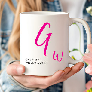 Mug Monogramme noir et rose
