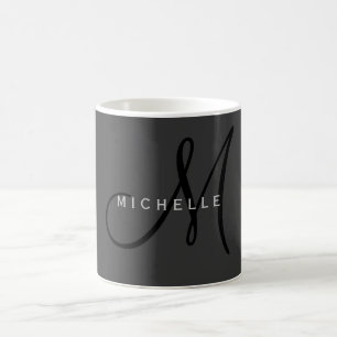 Mug Monogramme noir professionnel Gris Votre nom
