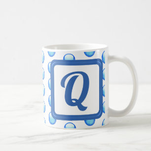 Mug Monogramme Nom Bright Blue Polka Point initial