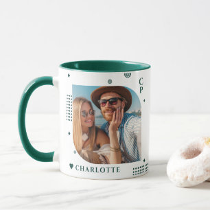 Mug Monogramme Nom Photo Tendance Simple Moderne
